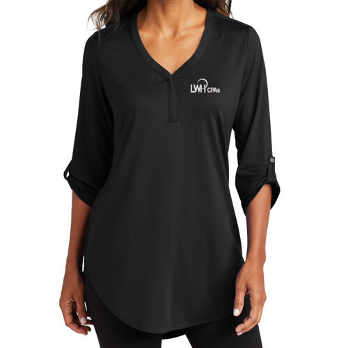 LWH White Logo Embordered on a Port Authority® - Women's City Stretch 3/4 Sleeve Tunic Thumbnail