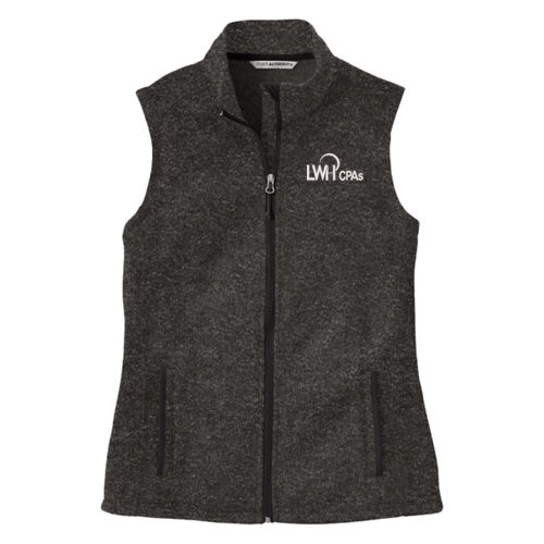 LWH White Logo Embordered on a Port Authority ®  - Women's Sweater Fleece Vest Thumbnail