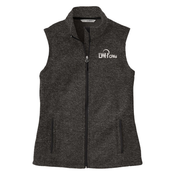 LWH White Logo Embordered on a Port Authority ®  - Women's Sweater Fleece Vest Thumbnail