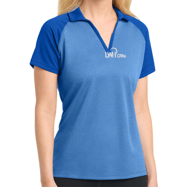 LWH White Logo Embordered on a Sport-Tek® - Women's PosiCharge ® RacerMesh ® Raglan Heather Block Polo Thumbnail